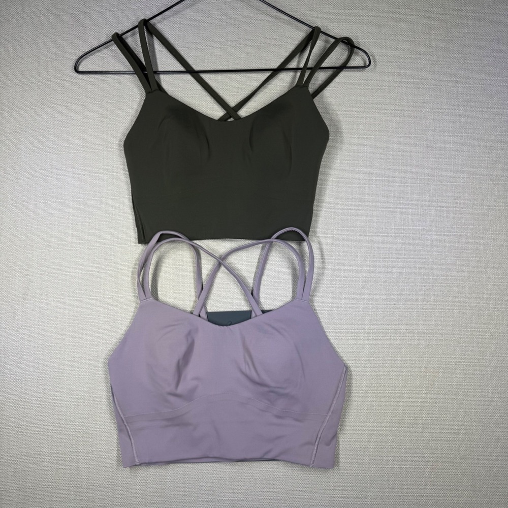 BUNDLE Lululemon Womens Like a Cloud Longline Bras Olive Purple Size 4 LW2CSIS